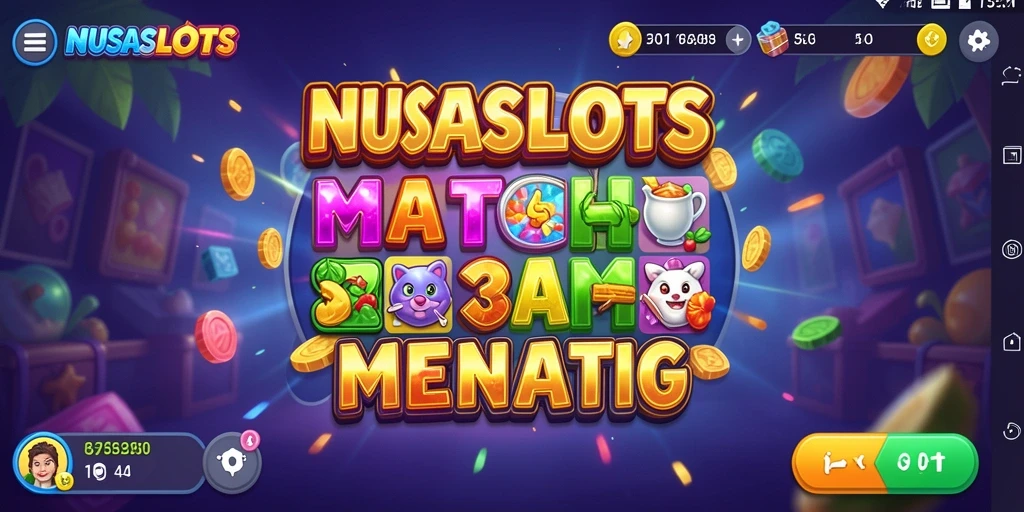Tangkapan layar gameplay NUSASLOTS yang menampilkan tantangan match-3.