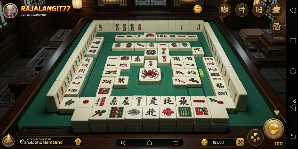 Tampilan seru gameplay dalam RAJALANGIT77 yang menampilkan desain Mahjong.